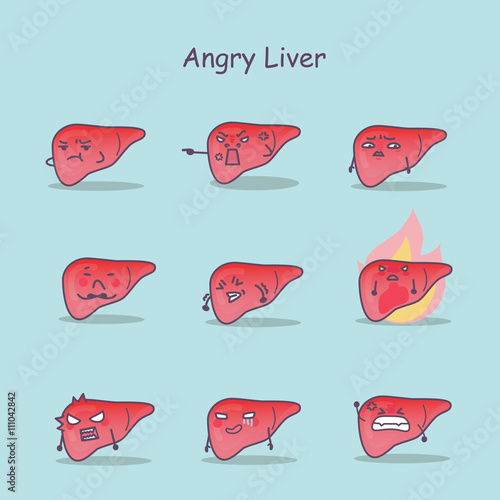 Angry cartoon liver set