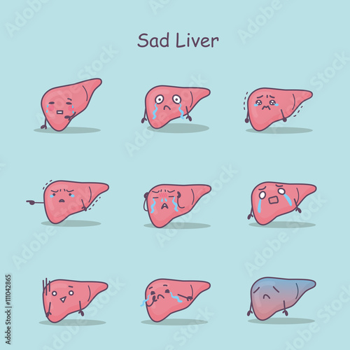 Sad cartoon liver set