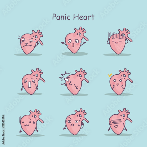 Panic cartoon Heart set
