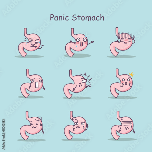 Panic cartoon stomach set