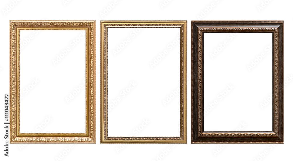 empty golden picture frames
