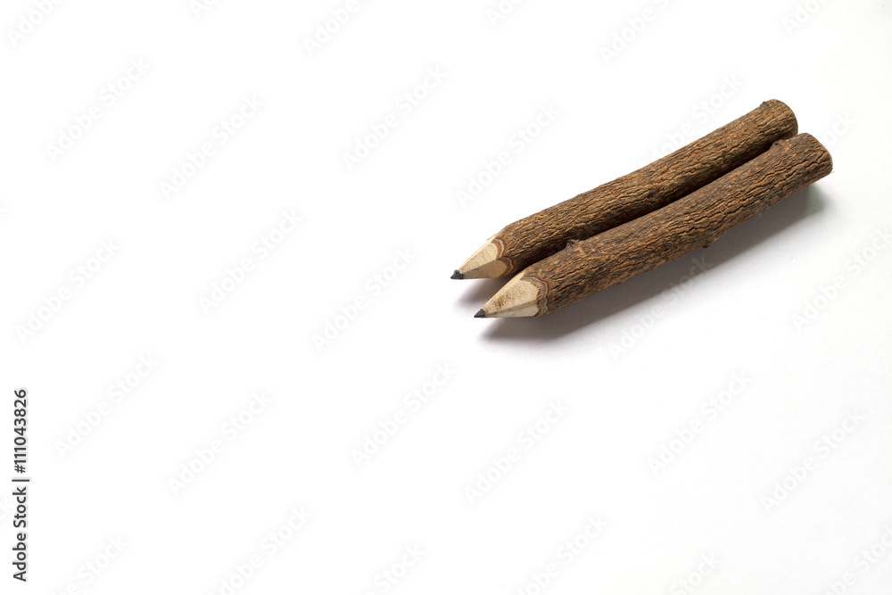 Natural texture wooden pencil on white background Natural texture wooden pencil on white background