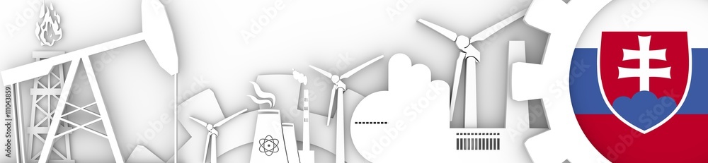 Fototapeta premium Energy and Power icons set. Header banner with Slovakia flag