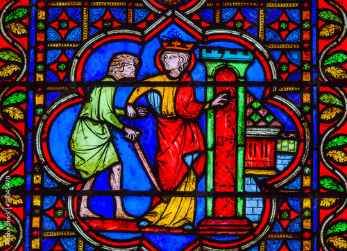 King Sword Stained Glass Notre Dame Cathedral Paris France