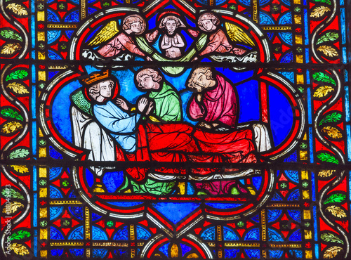 King Angels Stained Glass Notre Dame Cathedral Paris France photo