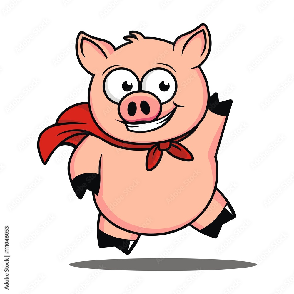 Fun and playful design flying pig with a smile Fun and playful design flying pig with a smile