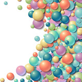 Background frame with scattered messy glowing rubber balls