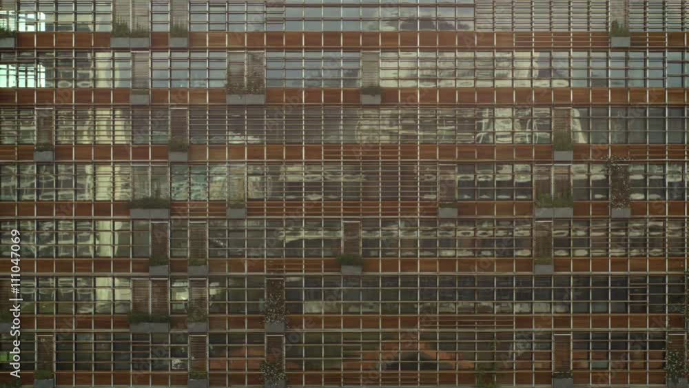 Modern building facade in time lapse Modern building facade in time lapse