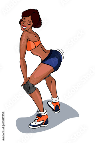 Booty shake. Twerk dance. Black woman. Vector illustration.
