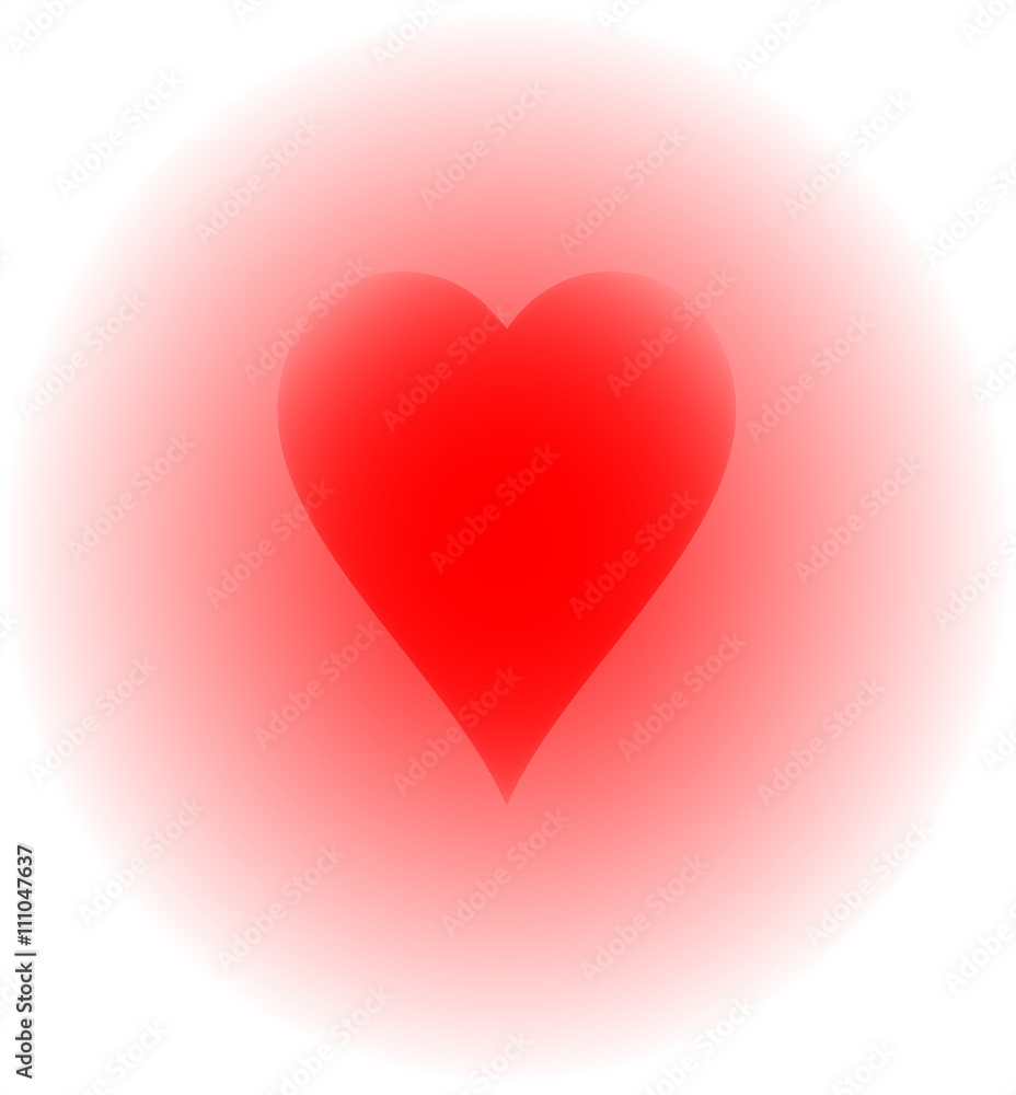 Red heart, in a red circle, on a white background.