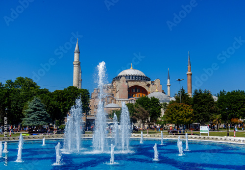 Hagia Sofia and Sultan Ahmet Park fountain