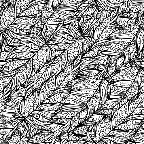 Vector zendoodle feathers seamless pattern photo