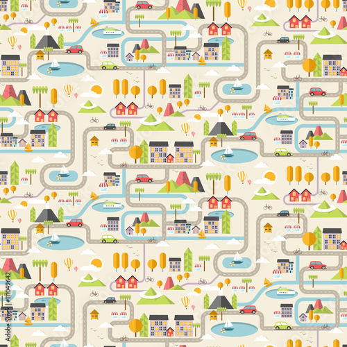 Seamless cartoon downtown