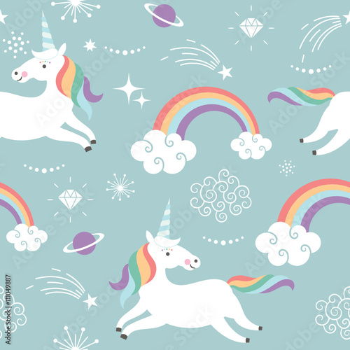 seamless pattern with cute unicorns