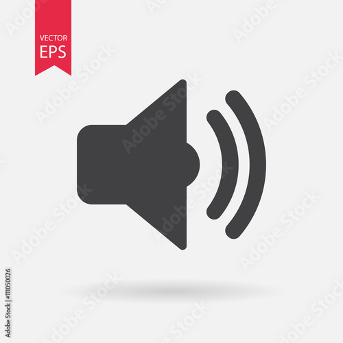 Sound icon vector . Flat design. Sound sign isolated on white background.
