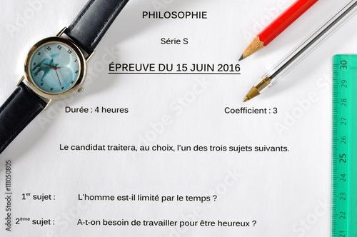 Photos Illustration de l'épreuve de philosophie au baccalauréat en France