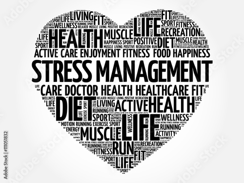 Stress Management heart word cloud, fitness, sport, health concept