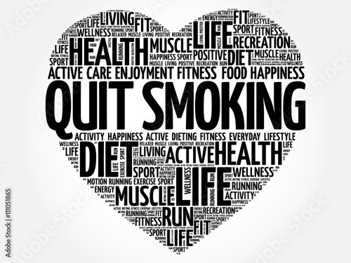 Quit Smoking heart word cloud, fitness, sport, health concept