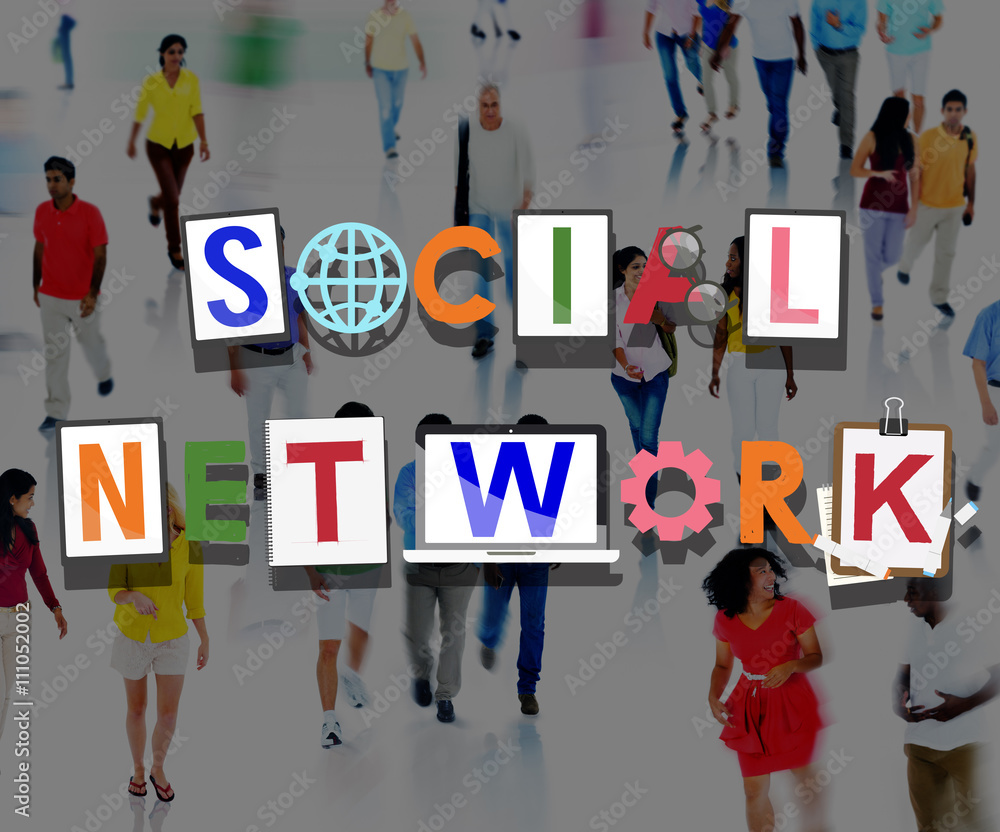 Obraz premium Social Network Social Medai Technology Connected Concept