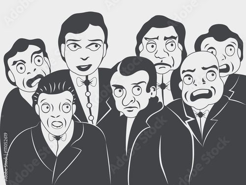group of people are looking at something intensively