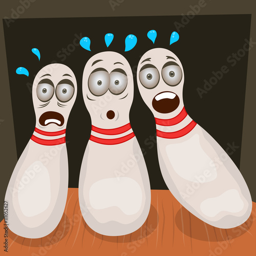 scared bowling pins