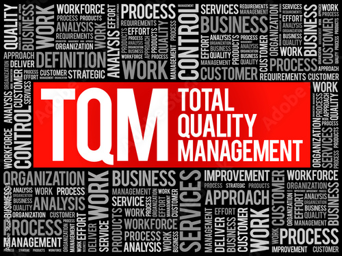 TQM - Total Quality Management word cloud, business concept background