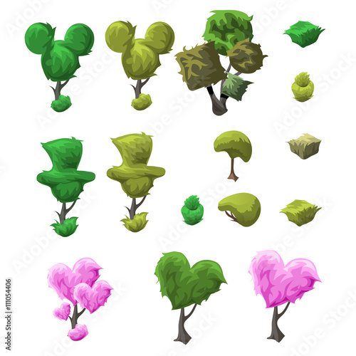 Big topiary tree set of various forms