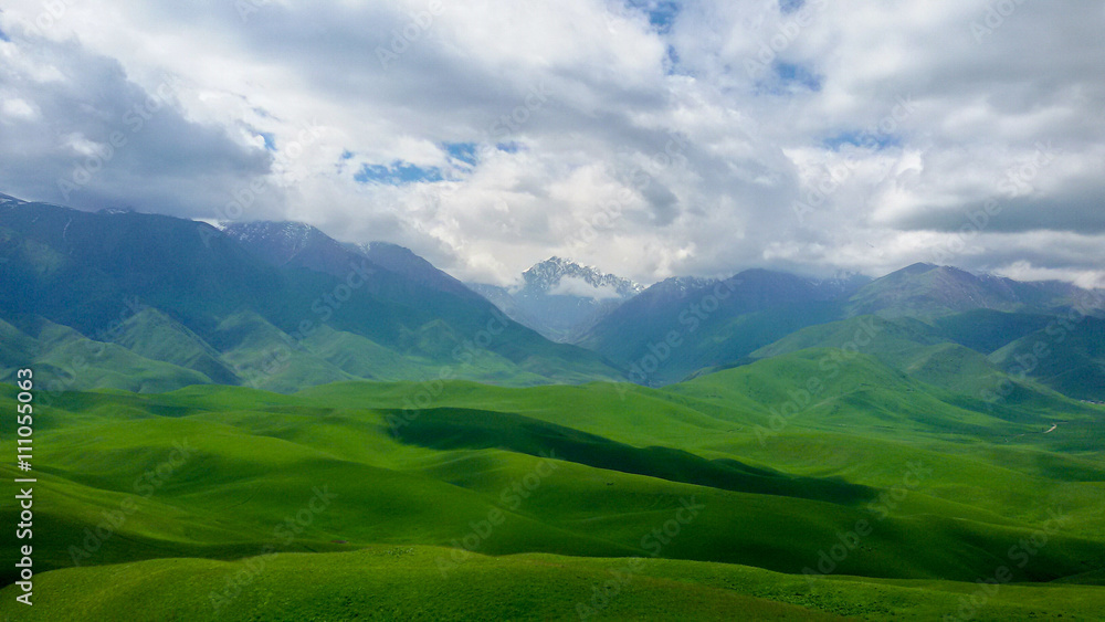 Hill valley near Bishkek, Kyrgyzstan. Issik-Ata.