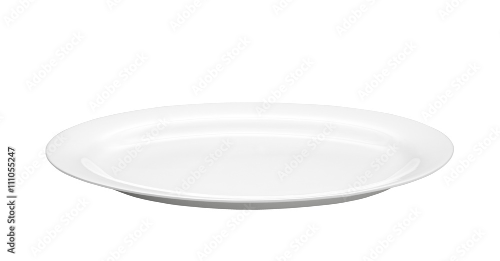 Oval empty plate isolated on white background Oval empty plate isolated on white background