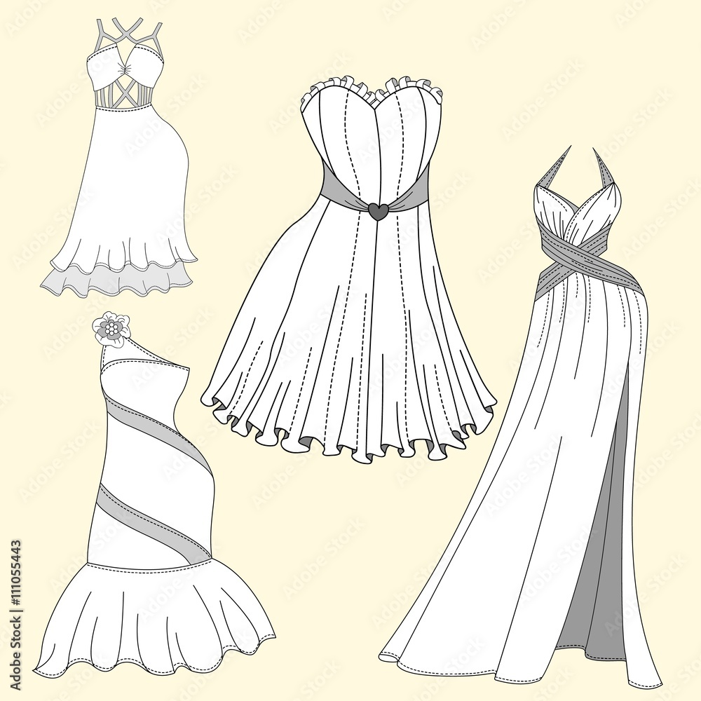Clothing design. Women's evening dresses Clothing design. Women's evening dresses
