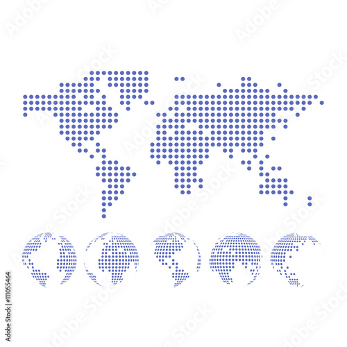Vector dotted Map and Globe of the World