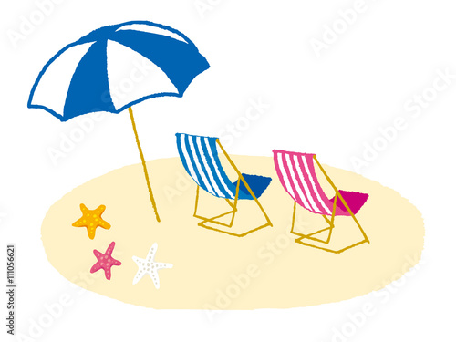 Chair and umbrella on a tropical beach
