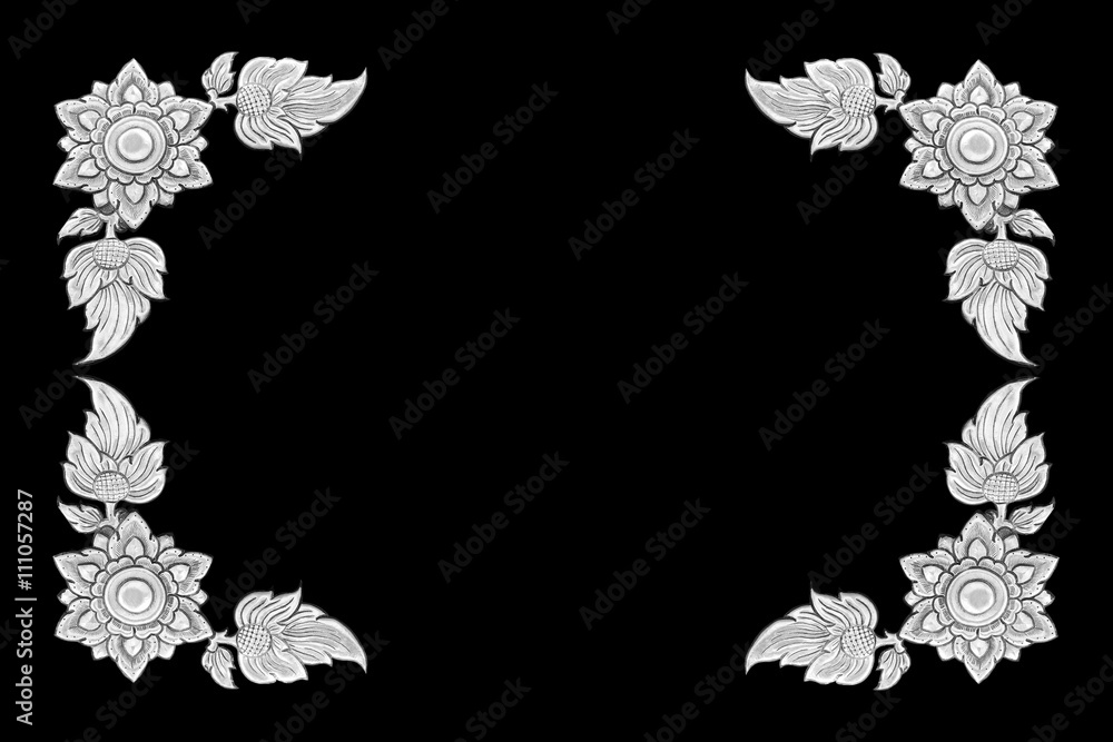 Obraz premium decorative silver frame isolated on black background