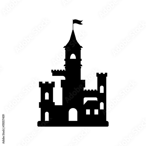 flat castle icon, abstract medieval kids castle silhouette