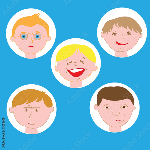 Illustration Featuring Kids Showing Different Facial Expressions