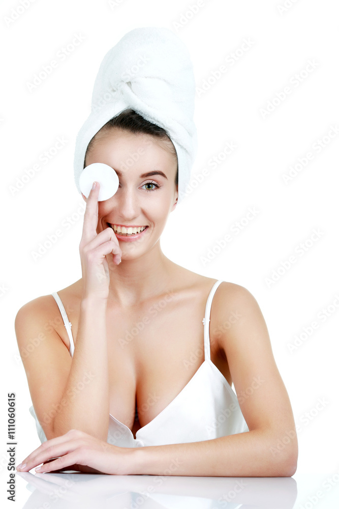 Close-up portrait of young woman with perfect health skin of fac Close-up portrait of young woman with perfect health skin of fac