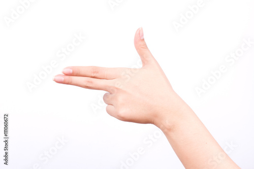 finger hand symbols isolated concept aim pointing gun hand killer on white background