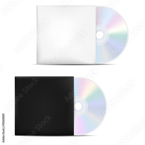 Two compact discs in light and dark blank covers