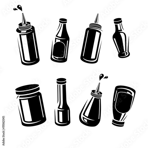 Bottles mustard set. Vector