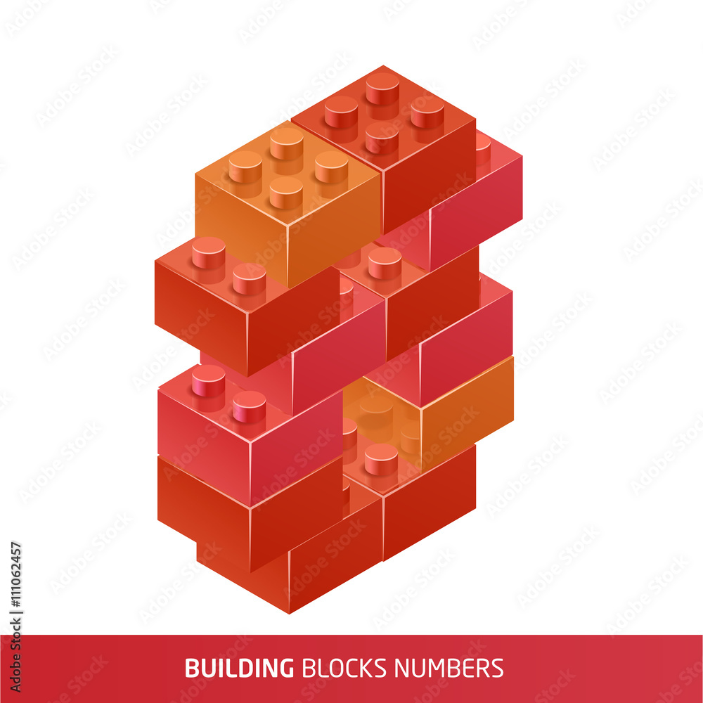 Fototapeta premium Isometric Plastic Building Blocks and Tiles