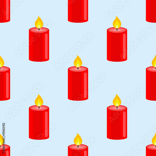 Icono plano patrón con vela encendida sobre fondo azul