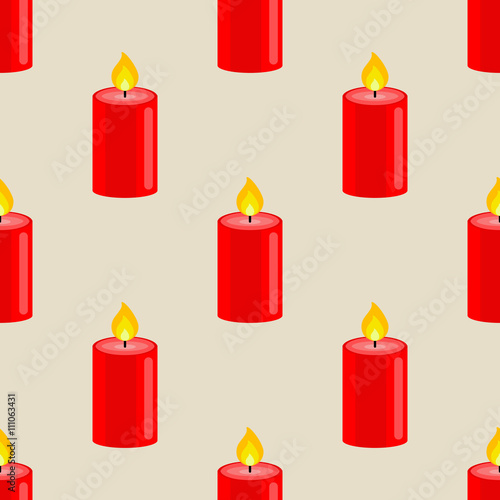 Icono plano patrón con vela encendida sobre fondo beige