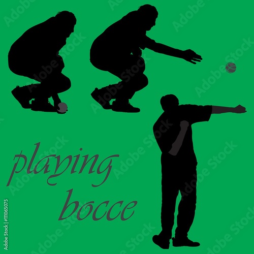Silhouettes of men playing bocce - Vector
