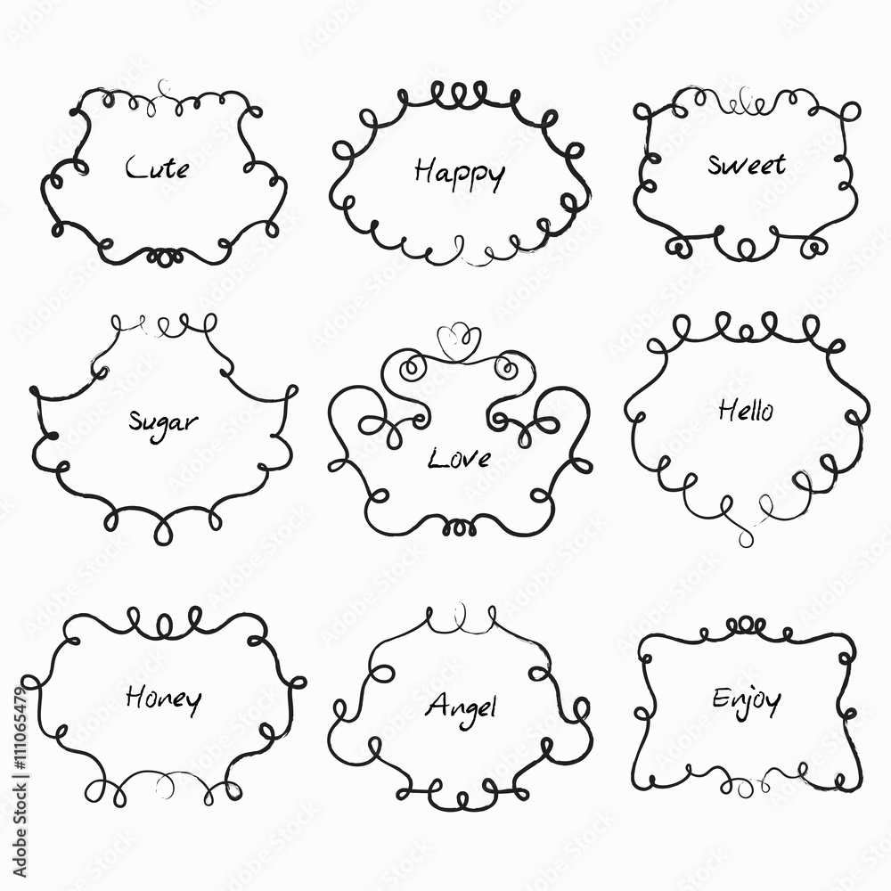 Cute brush strokes frames vector illustration Cute brush strokes frames vector illustration