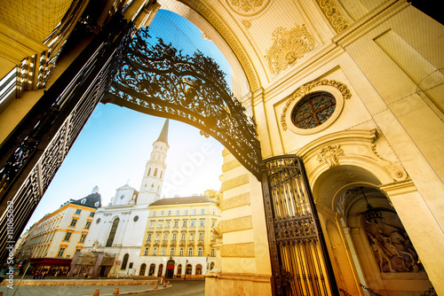 Photography Gate of St. Michael Wing with Michael church in Vienna