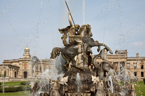 Witley Court ruins formal gardens and classical fountains photo