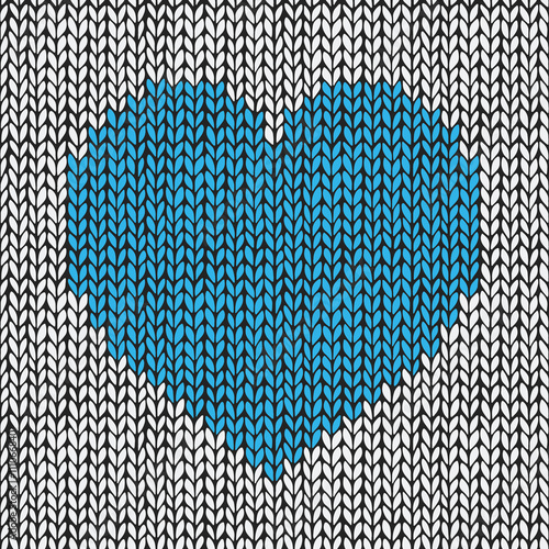 Seamless pattern with hand drawn knitted heart