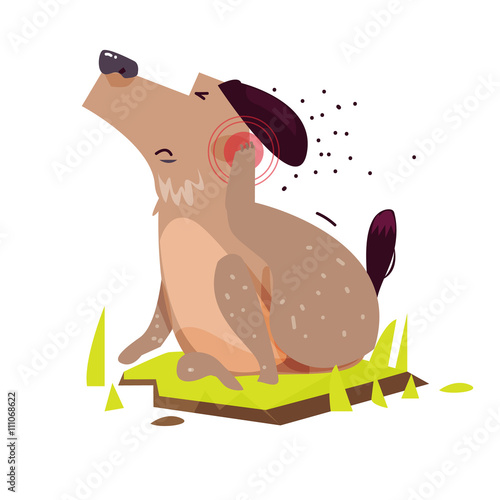 Dog scratching. Itchy Skin - vector