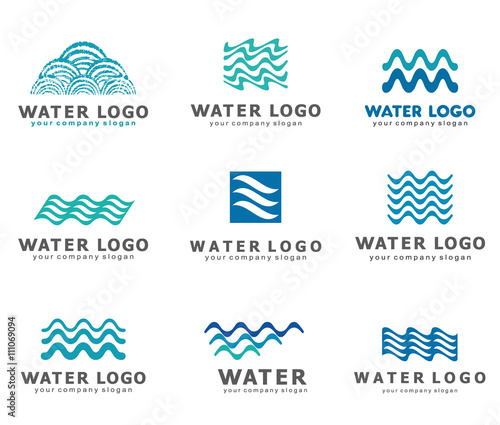 A collection of logos for water. Water Association. 