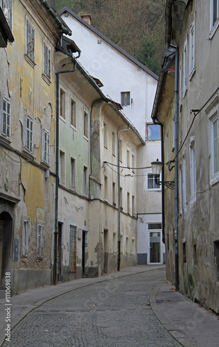 narrow street with the strong slope in Ljubljana © babble